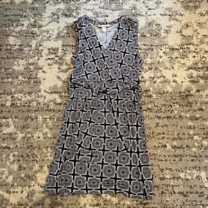 Banana Republic Women sz XS  navy white print sleeveless Jersey wrap dress